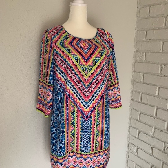 NWOT Pink Owl Multi-Colored Patterned Dress Size S - Picture 3 of 10